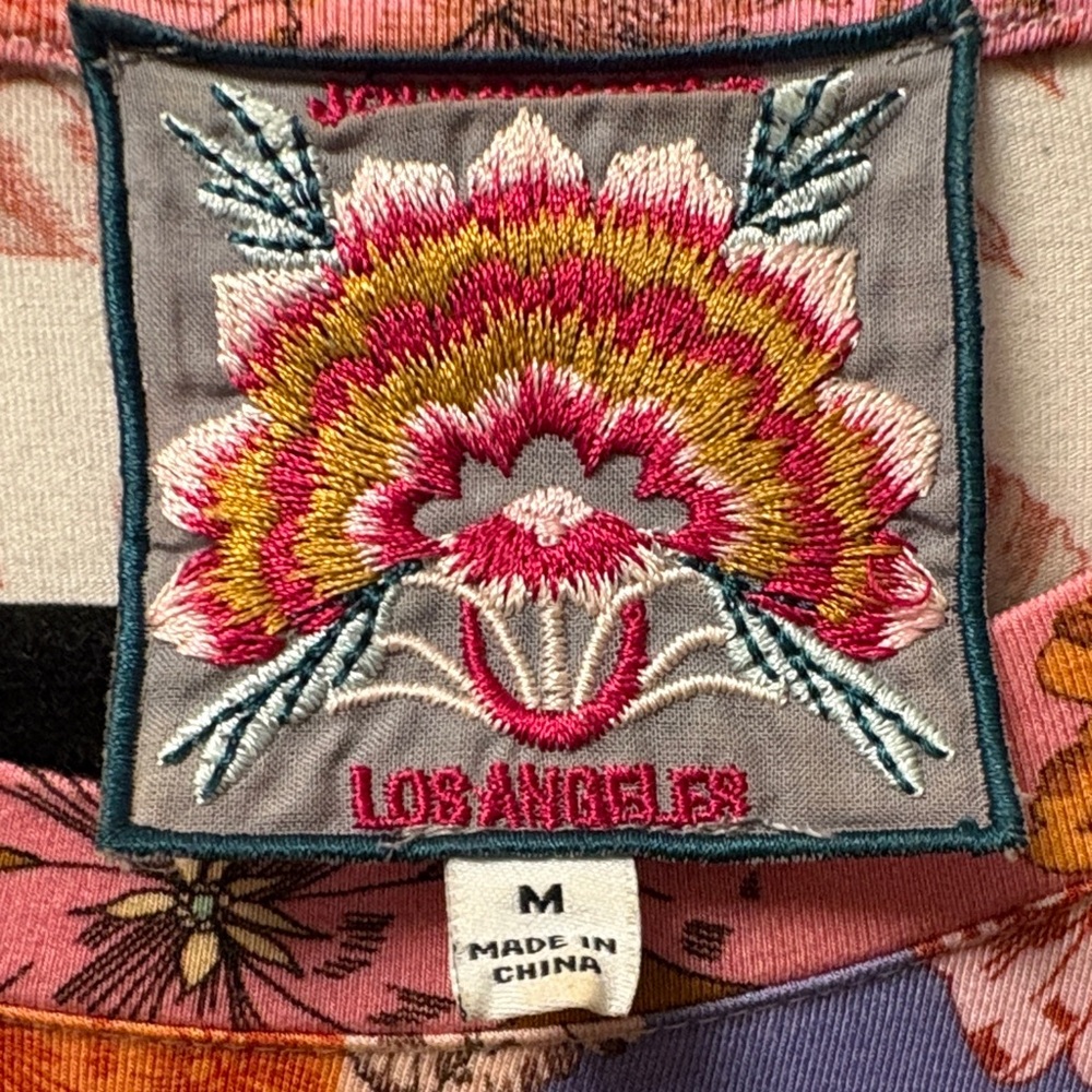 Johnny Was Multicolor Patchwork Short Sleeve Top - image 5